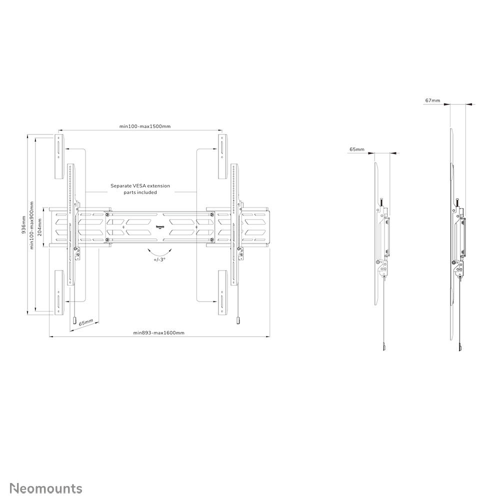 Neomounts Select Schwerlast-TV-Wandhalterung